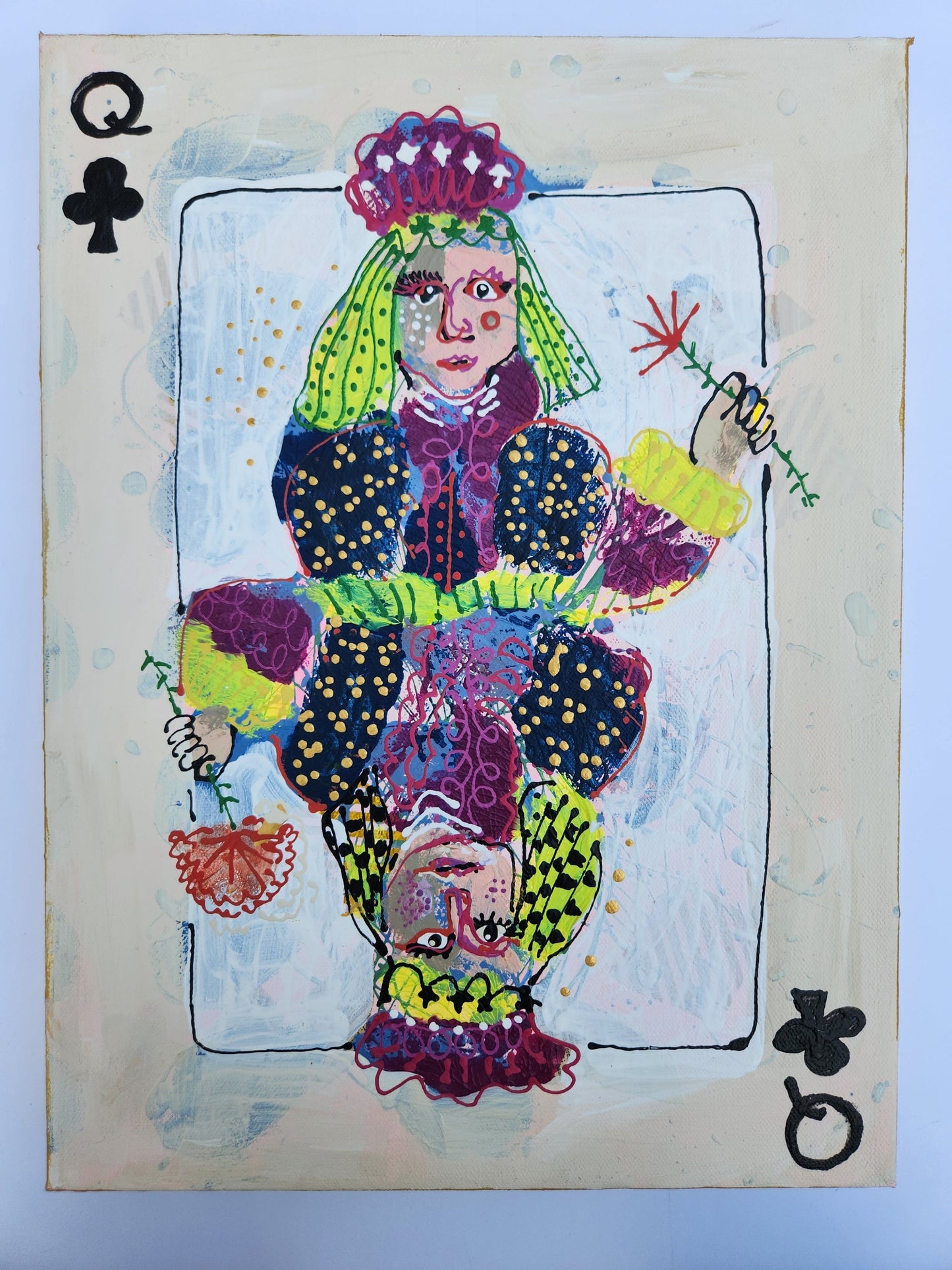 Queen of Clubs (on Canvas)