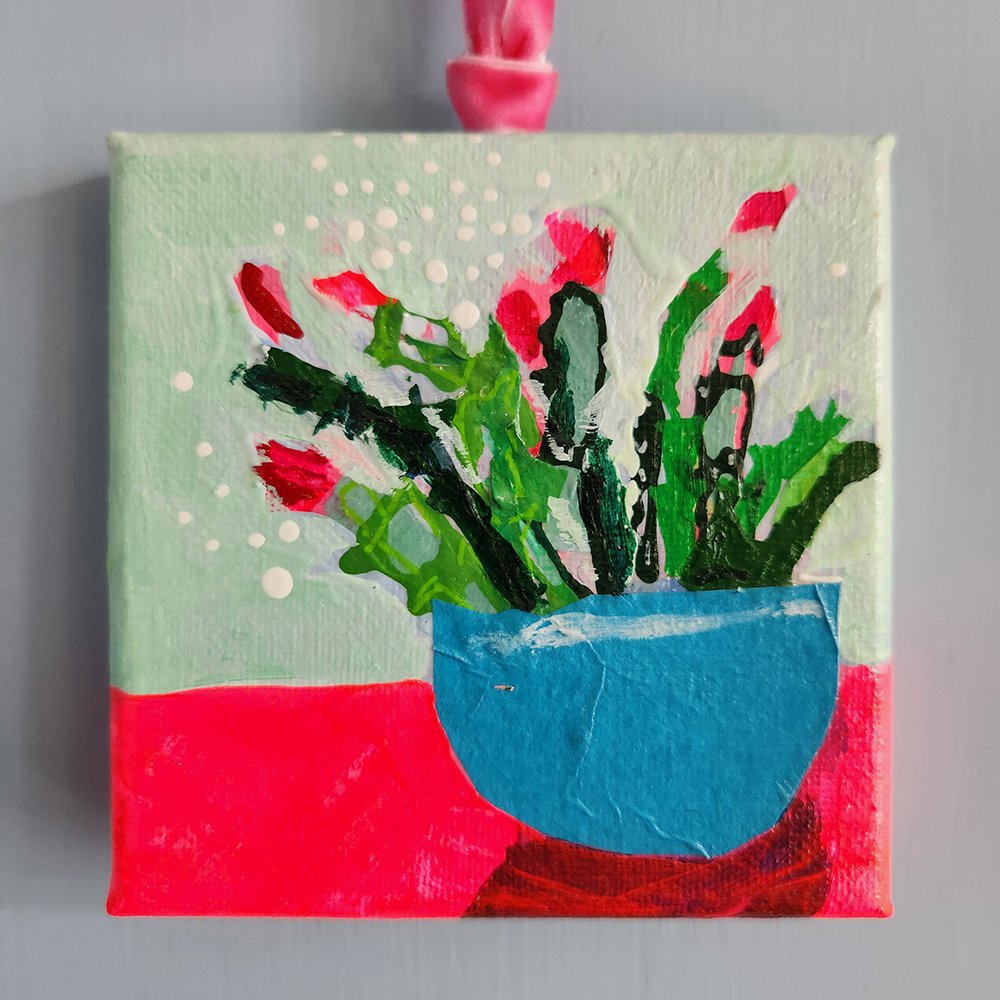 Christmas Cactus Mini Painting